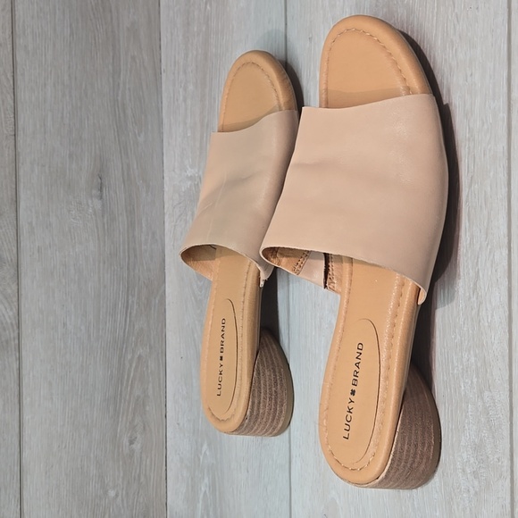 Lucky Brand Women's Raffy Leather Open Toe Slide Sandals Shoes Sz 8.5M - Picture 2 of 10